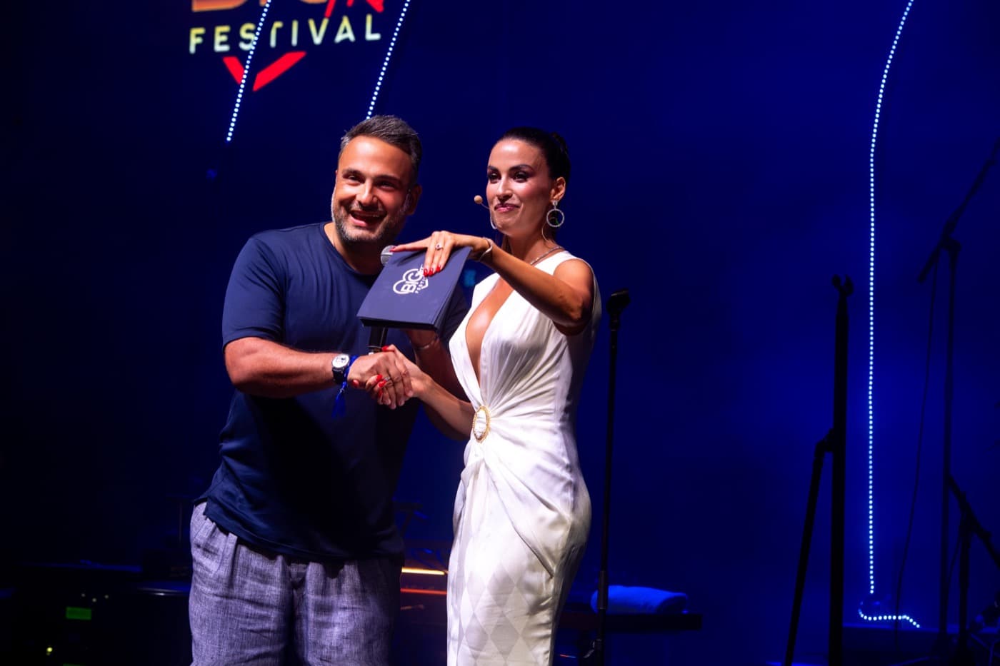 Maxim Berin and Eleonora Incardona on stage at BIG ART Festival Porto Cervo